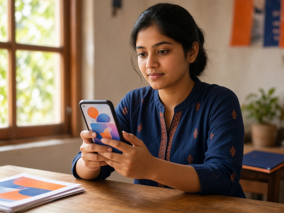 A campaign worker reviewing social media on a phone